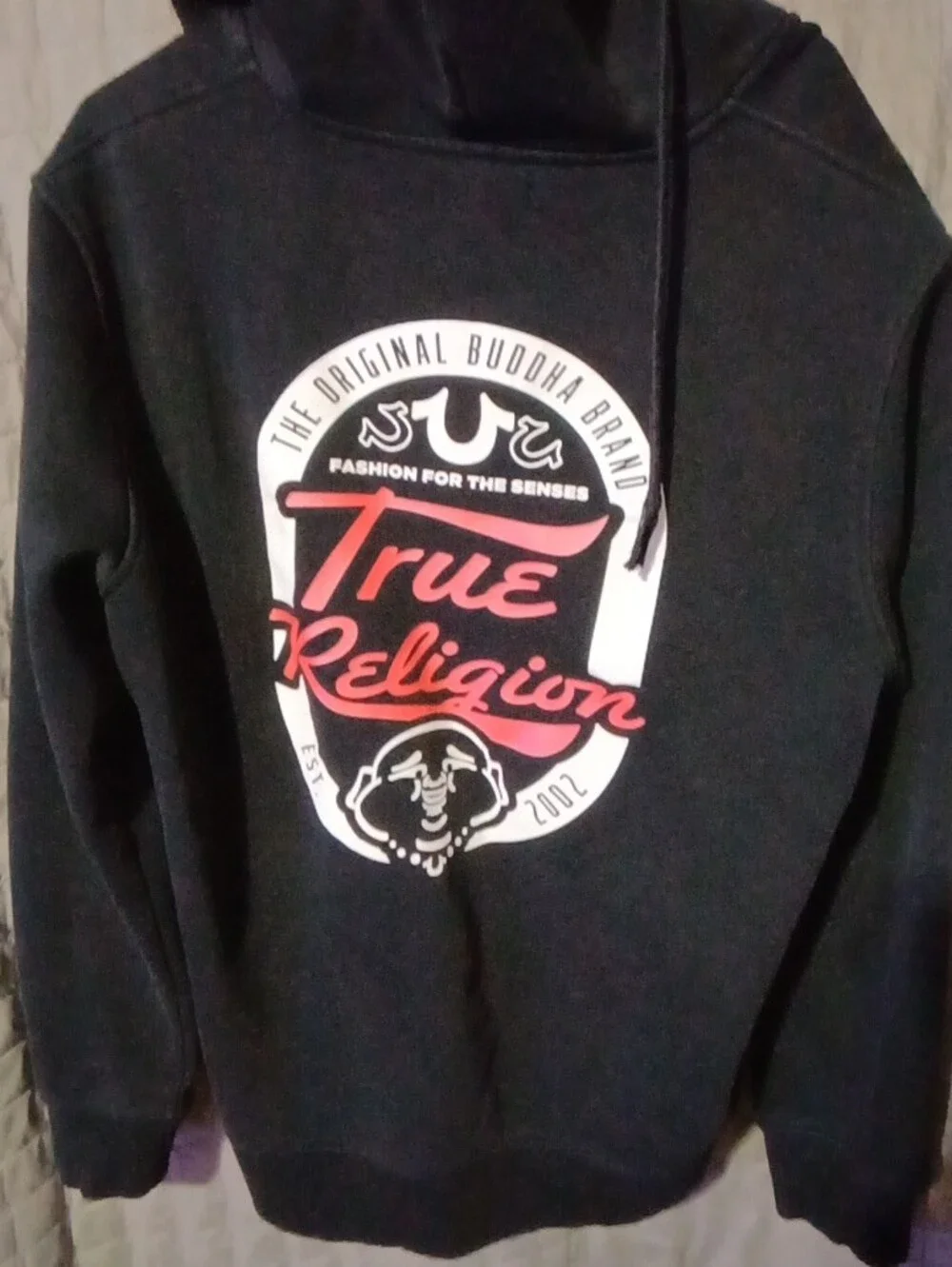 True Religion Black Bomber-Style Zip Hoodie